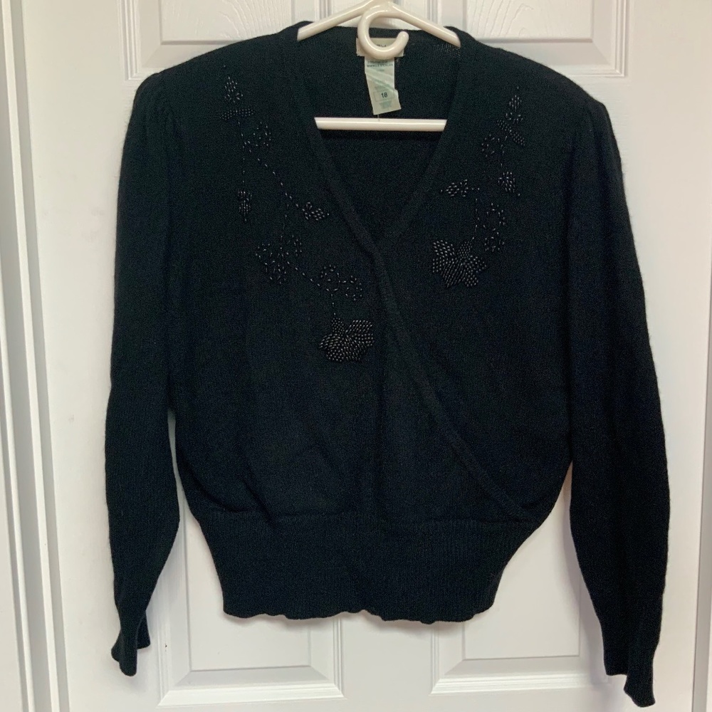 Vintage 80s Beaded Lambswool Sweater size large